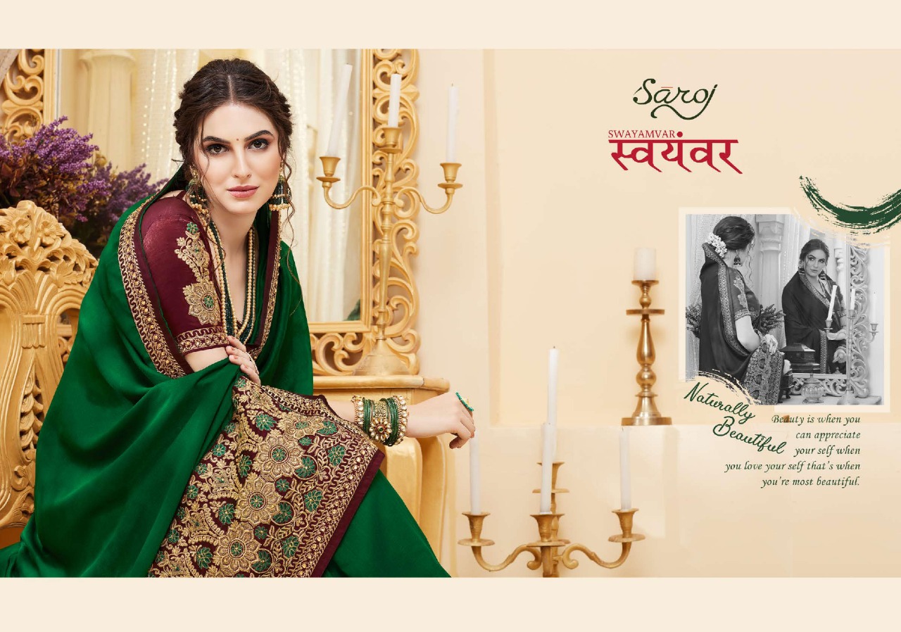 Saroj Present Swayamvar Heavy Wedding Wear Sarees Catalogue.