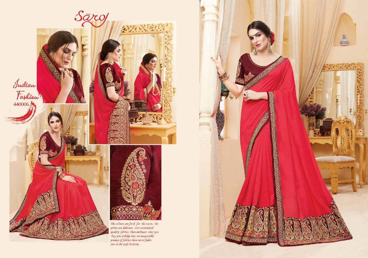 Saroj Present Swayamvar Heavy Wedding Wear Sarees Catalogue.