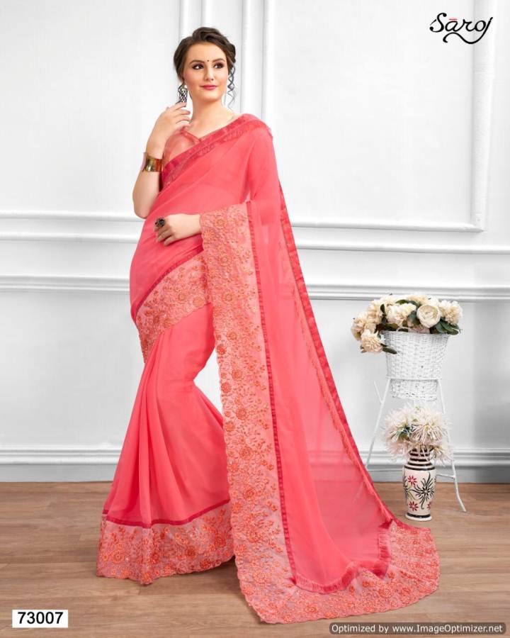 Saroj By  Gazal Designer Embroidered Chiffon Saree