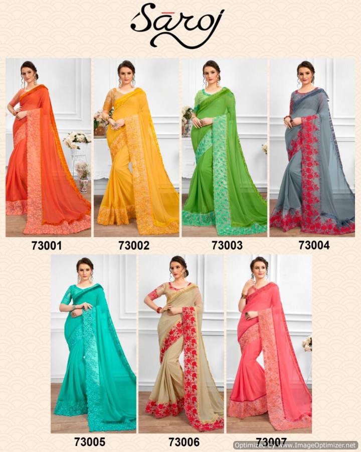 Saroj By  Gazal Designer Embroidered Chiffon Saree