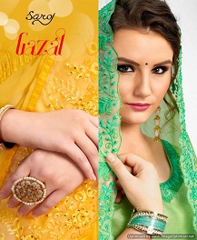 Saroj By  Gazal Designer Embroidered Chiffon Saree