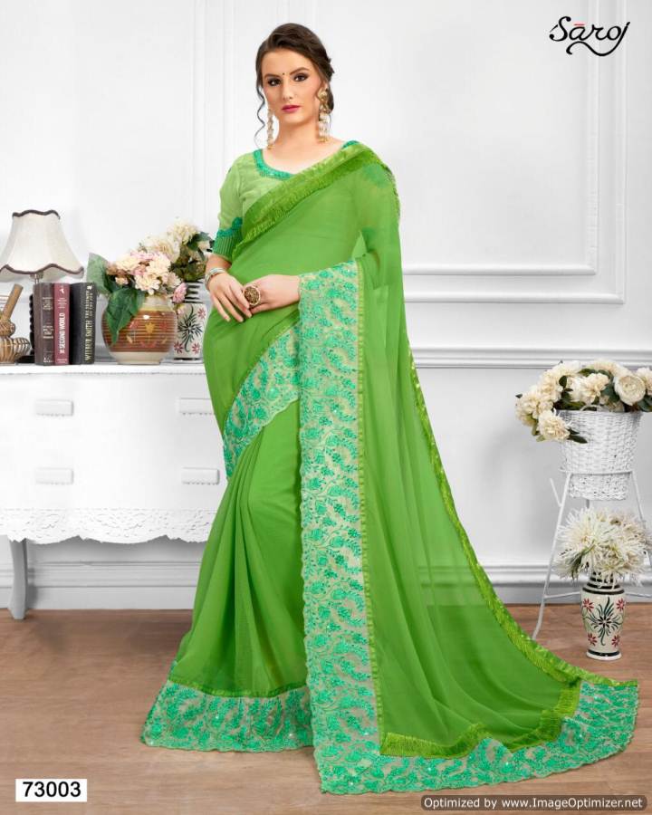 Saroj By  Gazal Designer Embroidered Chiffon Saree