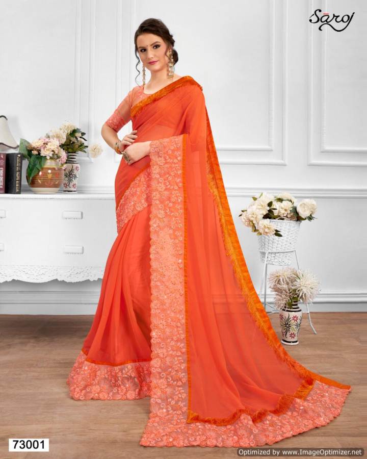 Saroj By  Gazal Designer Embroidered Chiffon Saree
