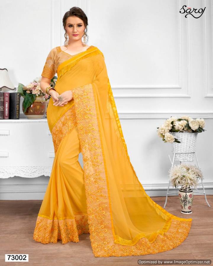 Saroj By  Gazal Designer Embroidered Chiffon Saree