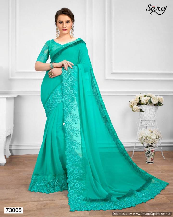 Saroj By  Gazal Designer Embroidered Chiffon Saree
