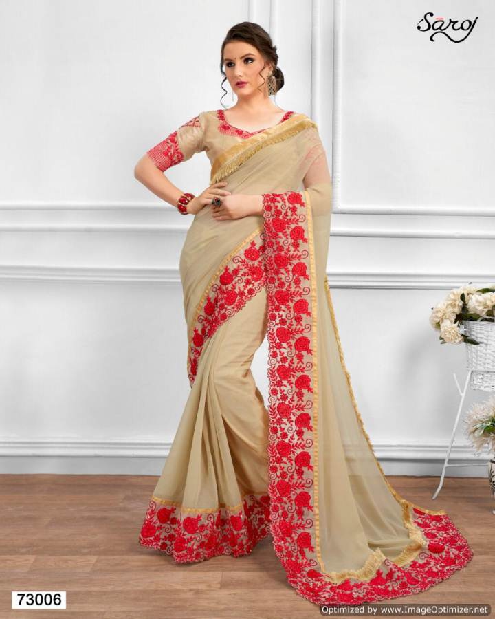 Saroj By  Gazal Designer Embroidered Chiffon Saree