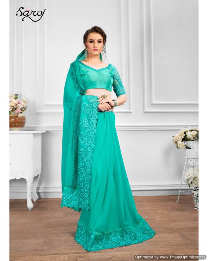 Saroj By  Gazal Designer Embroidered Chiffon Saree