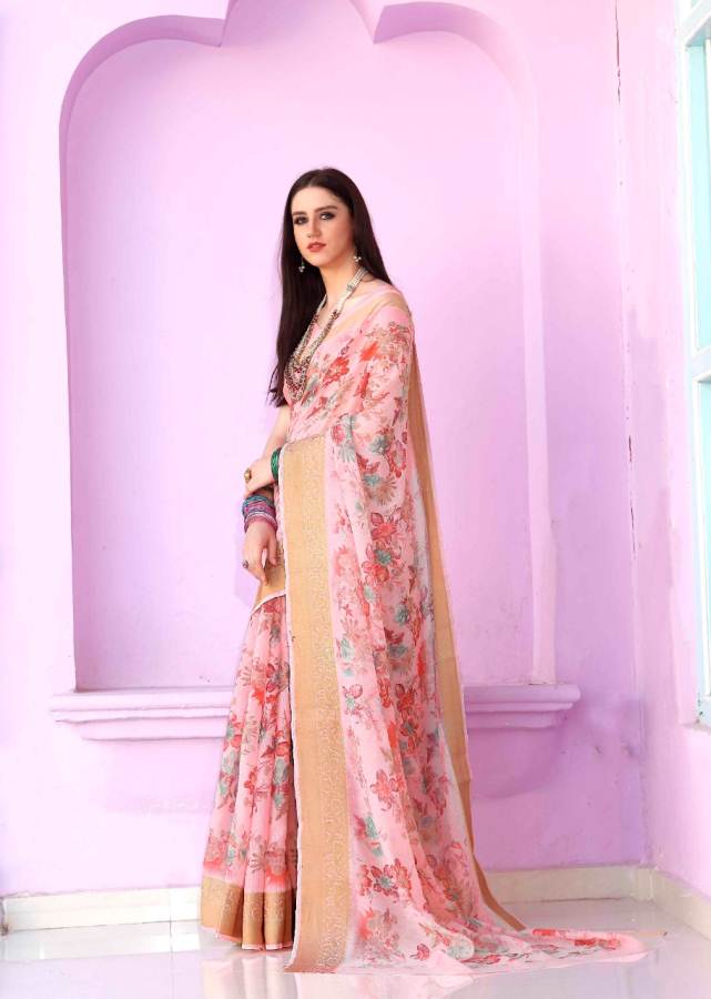 Shangrila  Present Kadambari Linen 2 Designer Digital Printed Linen Saree