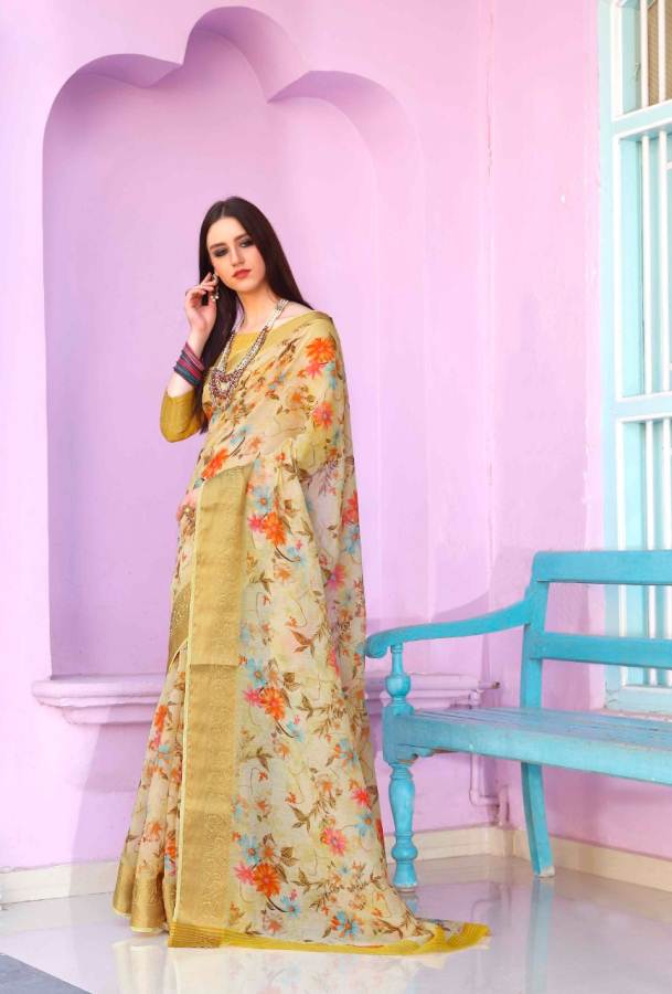 Shangrila  Present Kadambari Linen 2 Designer Digital Printed Linen Saree