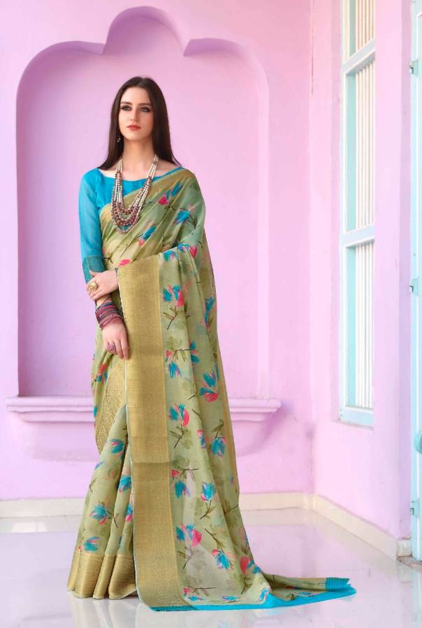 Shangrila  Present Kadambari Linen 2 Designer Digital Printed Linen Saree