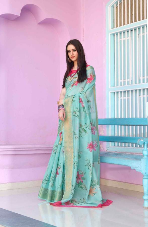 Shangrila  Present Kadambari Linen 2 Designer Digital Printed Linen Saree