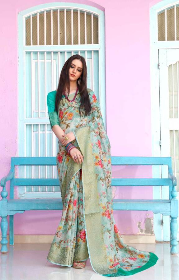 Shangrila  Present Kadambari Linen 2 Designer Digital Printed Linen Saree