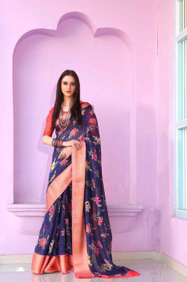 Shangrila  Present Kadambari Linen 2 Designer Digital Printed Linen Saree