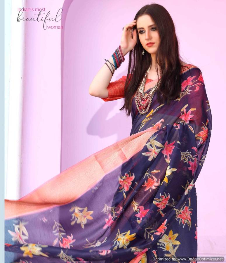Shangrila  Present Kadambari Linen 2 Designer Digital Printed Linen Saree