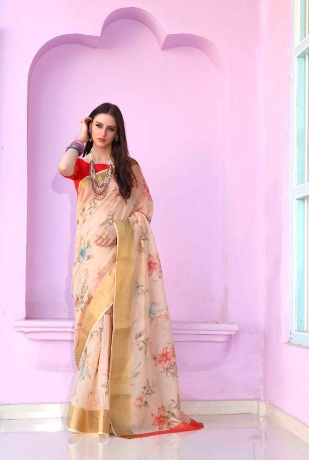 Shangrila  Present Kadambari Linen 2 Designer Digital Printed Linen Saree