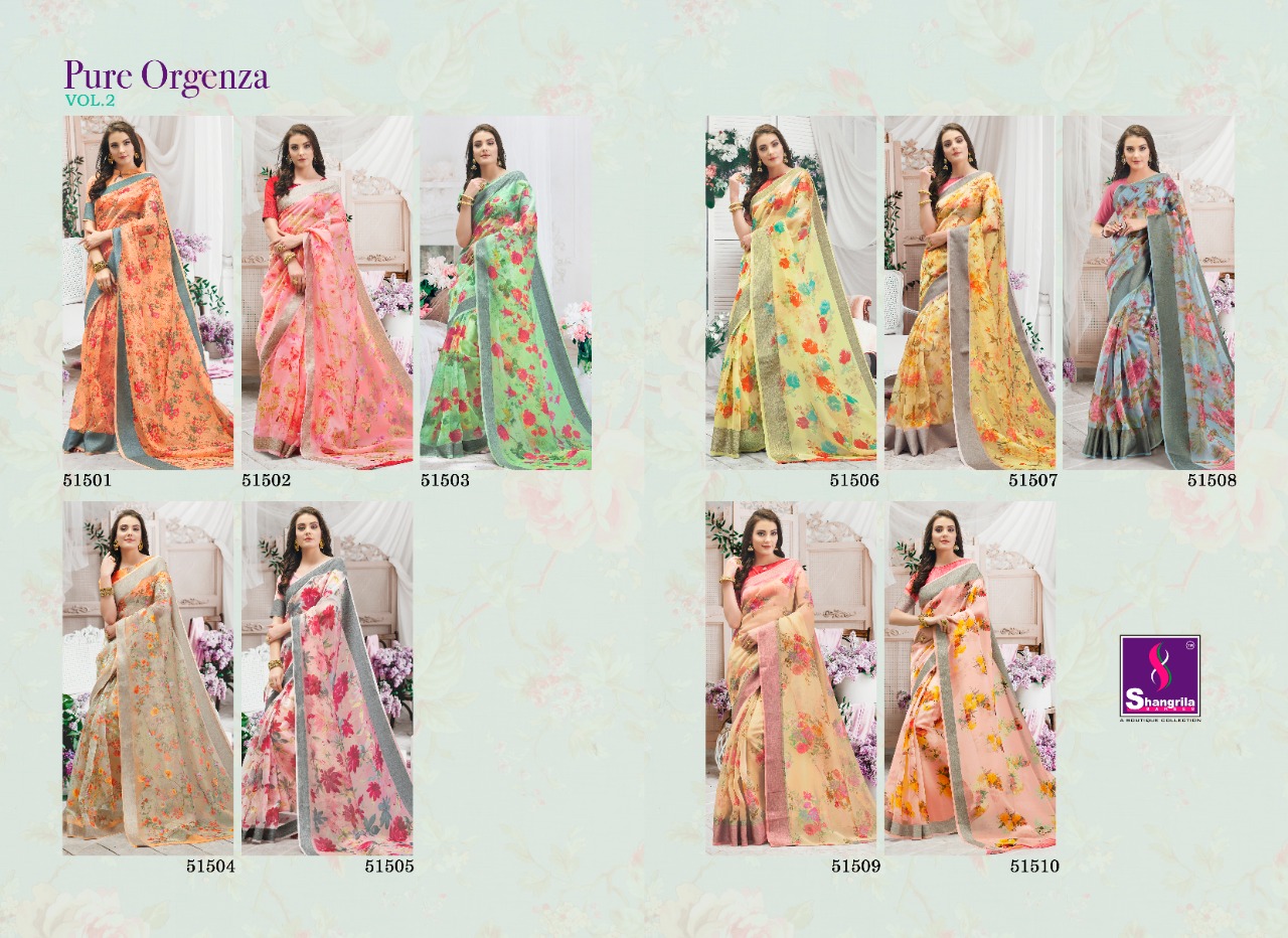 Shangrila Present Pure Orgenza Vol 2  Discount 2% Sarees Catalogue