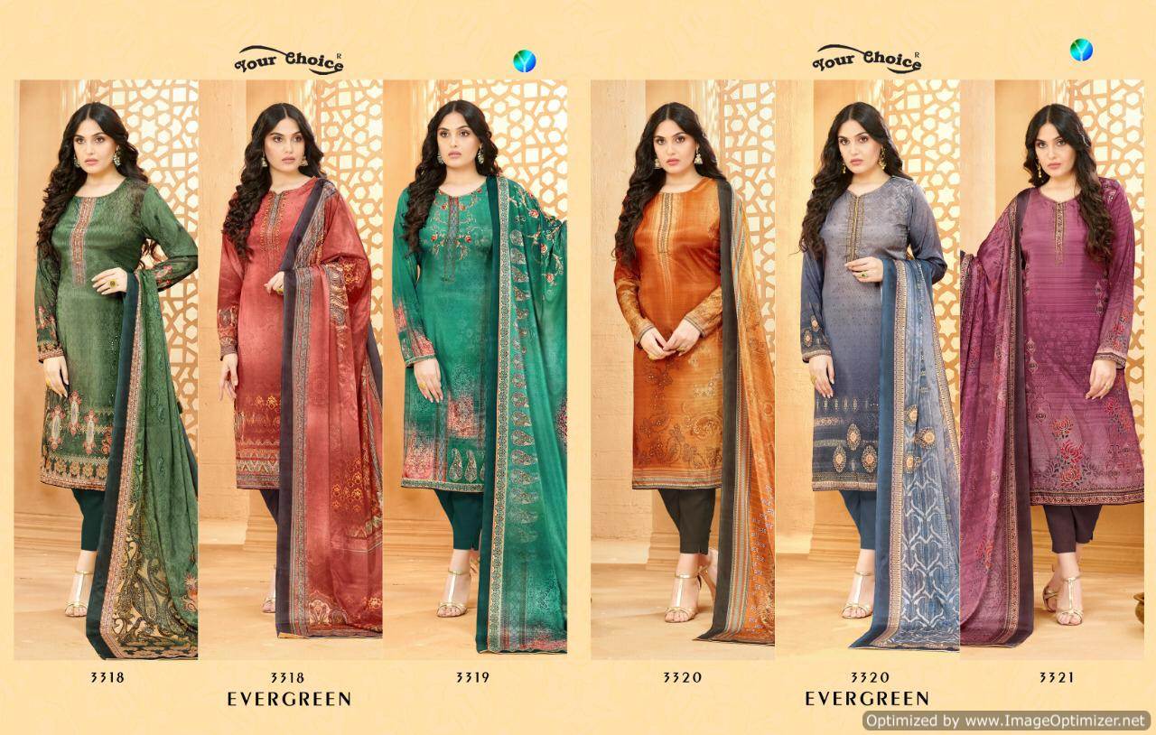 Y.c Presents Evergreen Silk Crape Digital Printed Dress Material