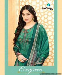 Y.c Presents Evergreen Silk Crape Digital Printed Dress Material