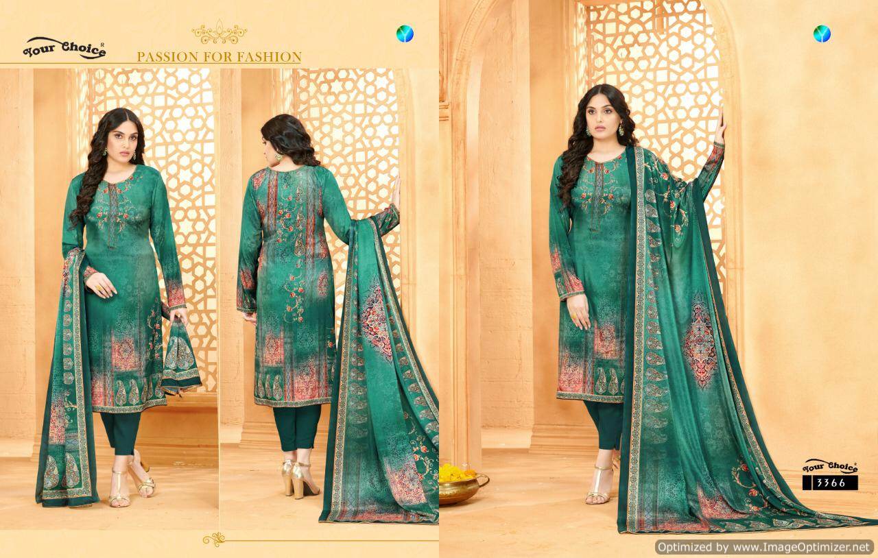 Y.c Presents Evergreen Silk Crape Digital Printed Dress Material