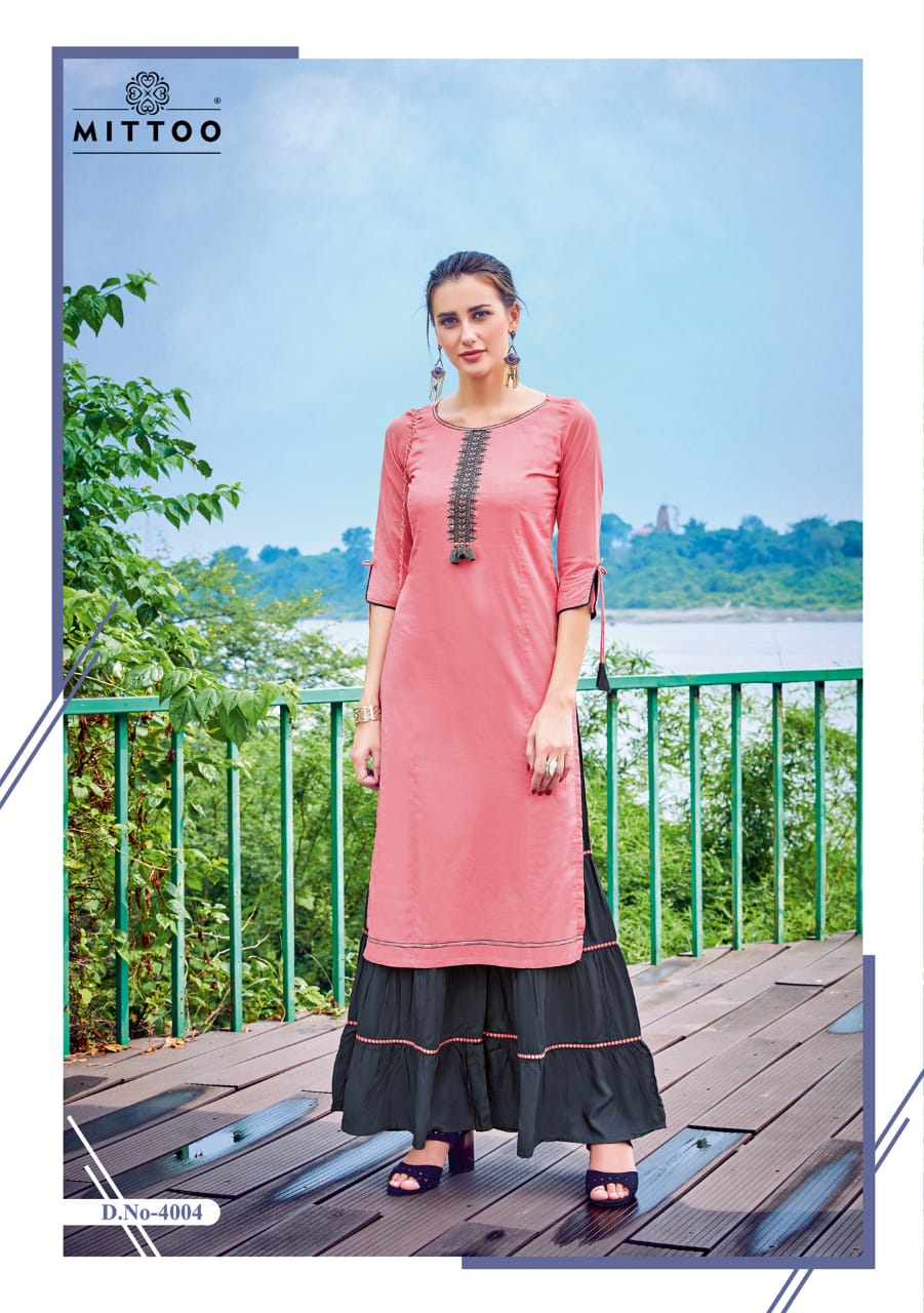 Mittoo Present Zoori  Catalogue Designer Kurtis With Sharara
