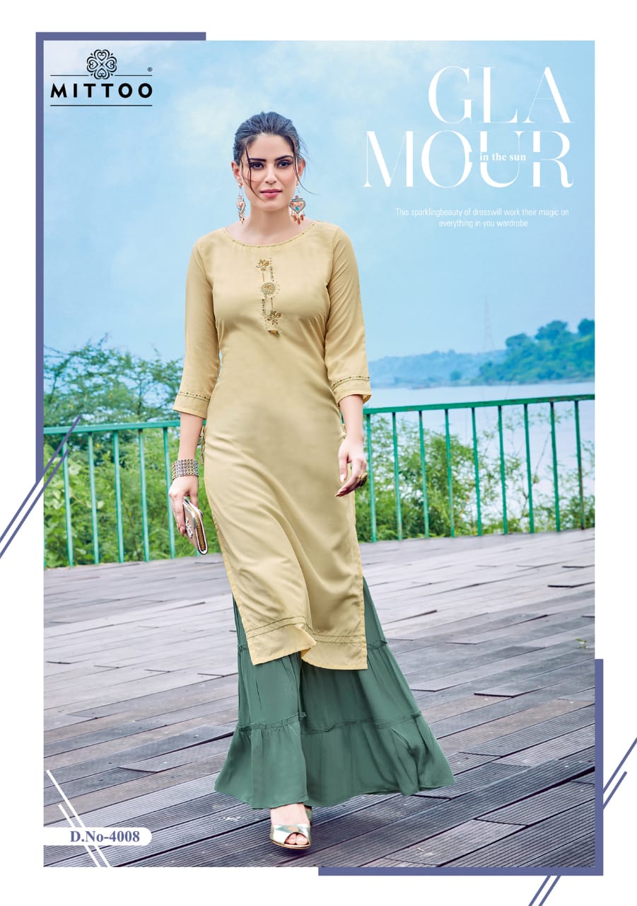 Mittoo Present Zoori  Catalogue Designer Kurtis With Sharara