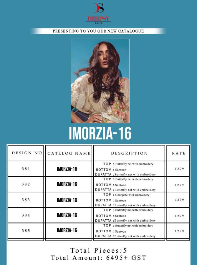 Deepsy Present Imorzia Vol 16 Pakistani Salwar Suits Collection.