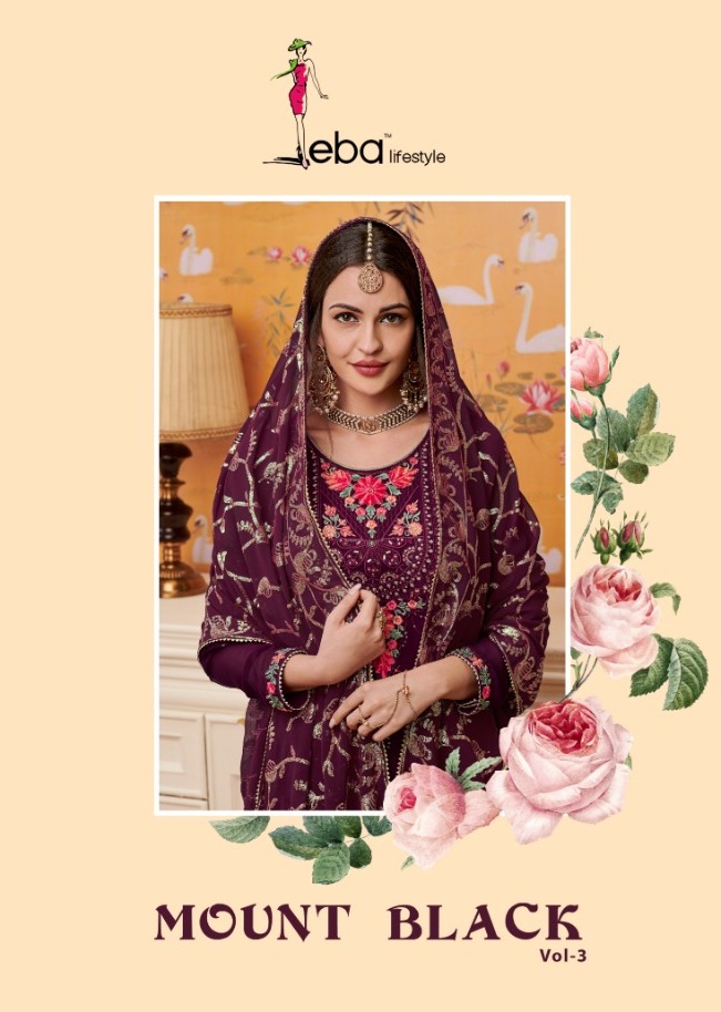 Eba Lifestyle Present Mount Black Vol 3 Dress Material Catalogue