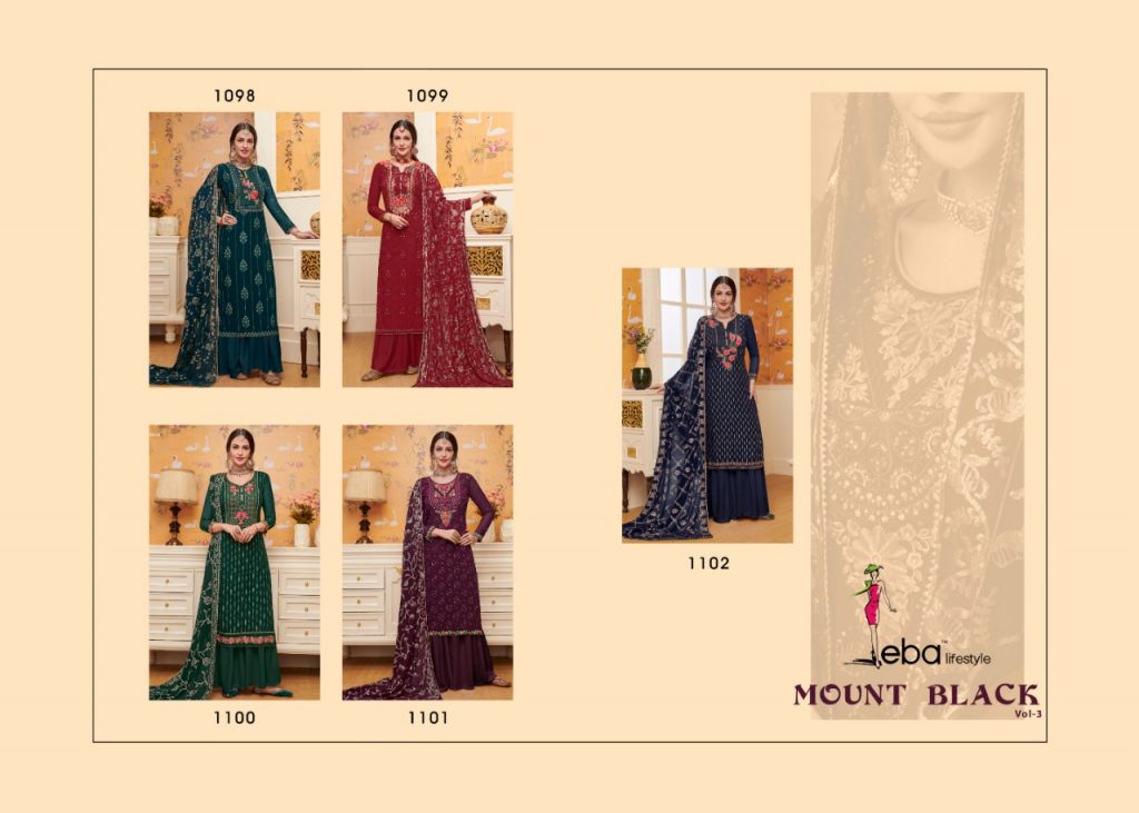 Eba Lifestyle Present Mount Black Vol 3 Dress Material Catalogue