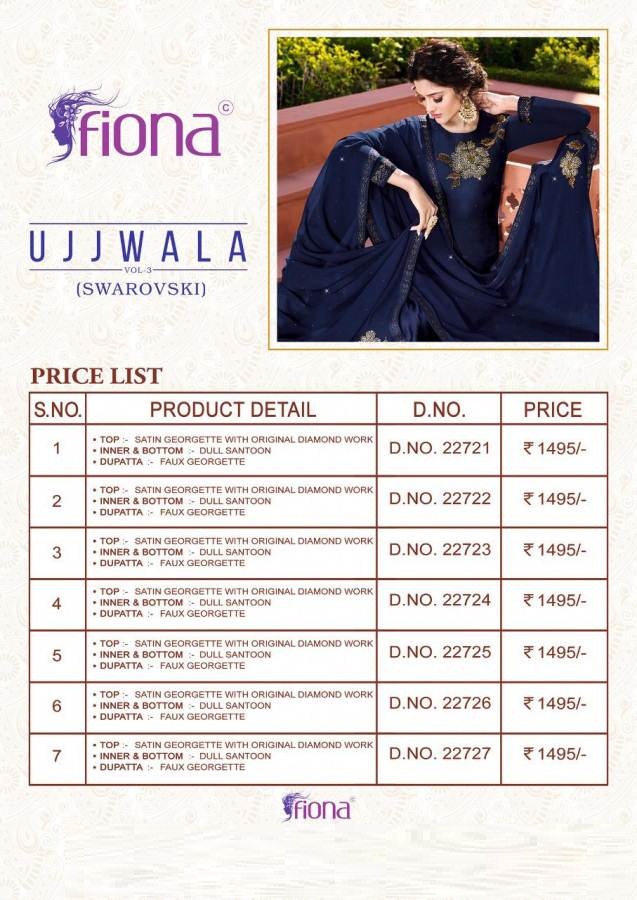 Fiona Present Ujjwala Vol 3 Salwar Suits Collection.