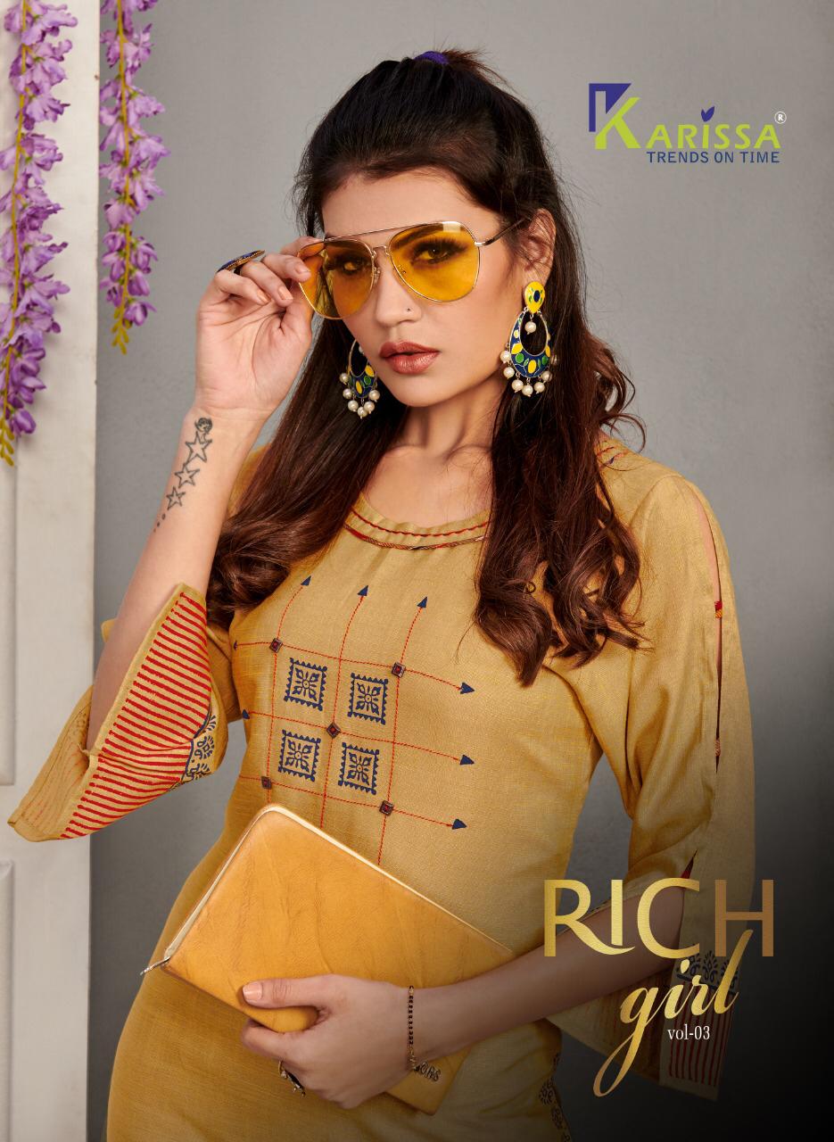 Karissa Present Rich Girl Vol 3 Kurtis Catalogue