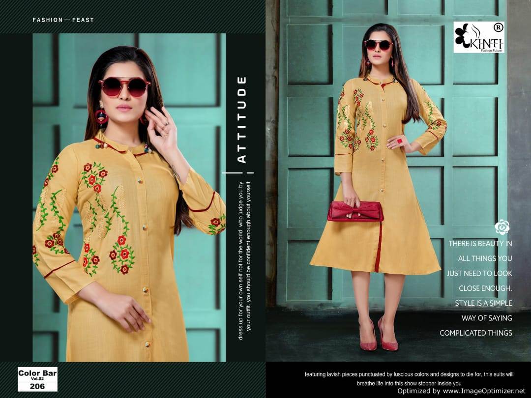 Kinti By Colorbar 2 Rayon Slub Printed Short Kurti
