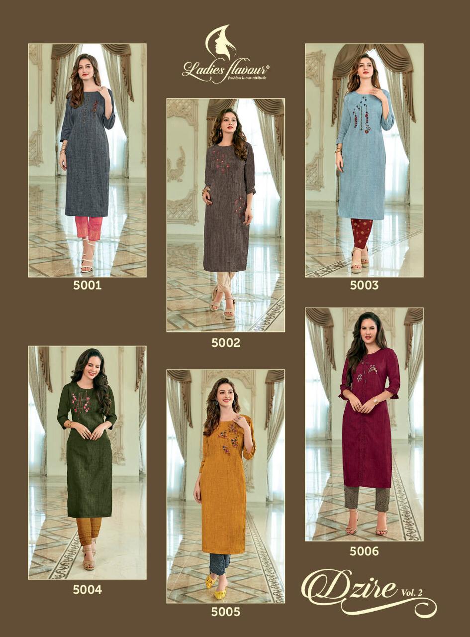 Ladies Flavour Present Dzire Vol 2 Kurtis With Bottom Catalogue