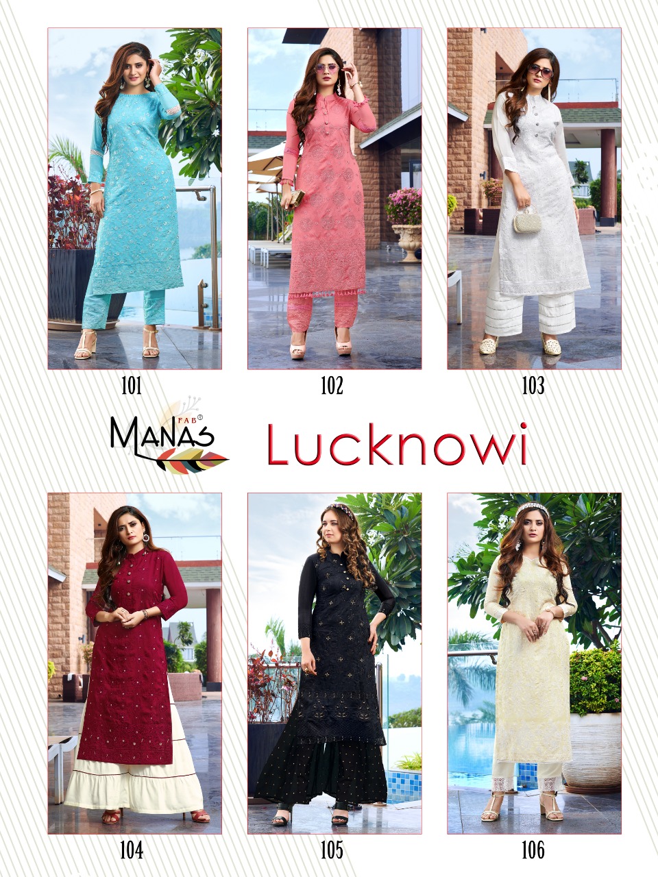 Manas  Present Lucknowi Kurtis Catalogue