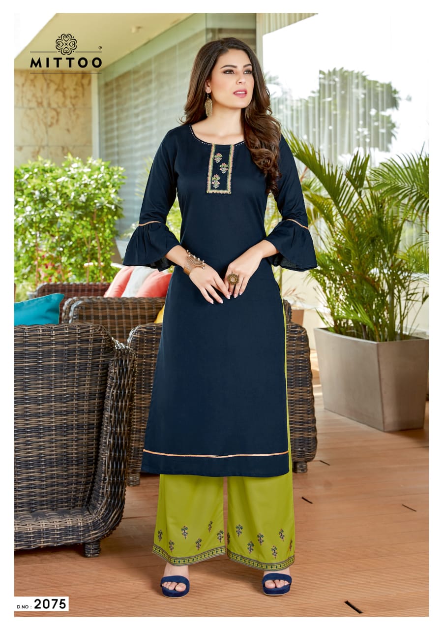 Mittoo Present Panghat Vol 12 Kurtis With Plazzo Catalogue