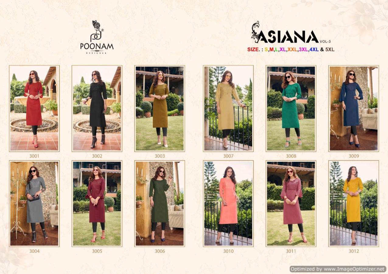 Poonam Present Asiana Vol 3 Kurtis Collection.