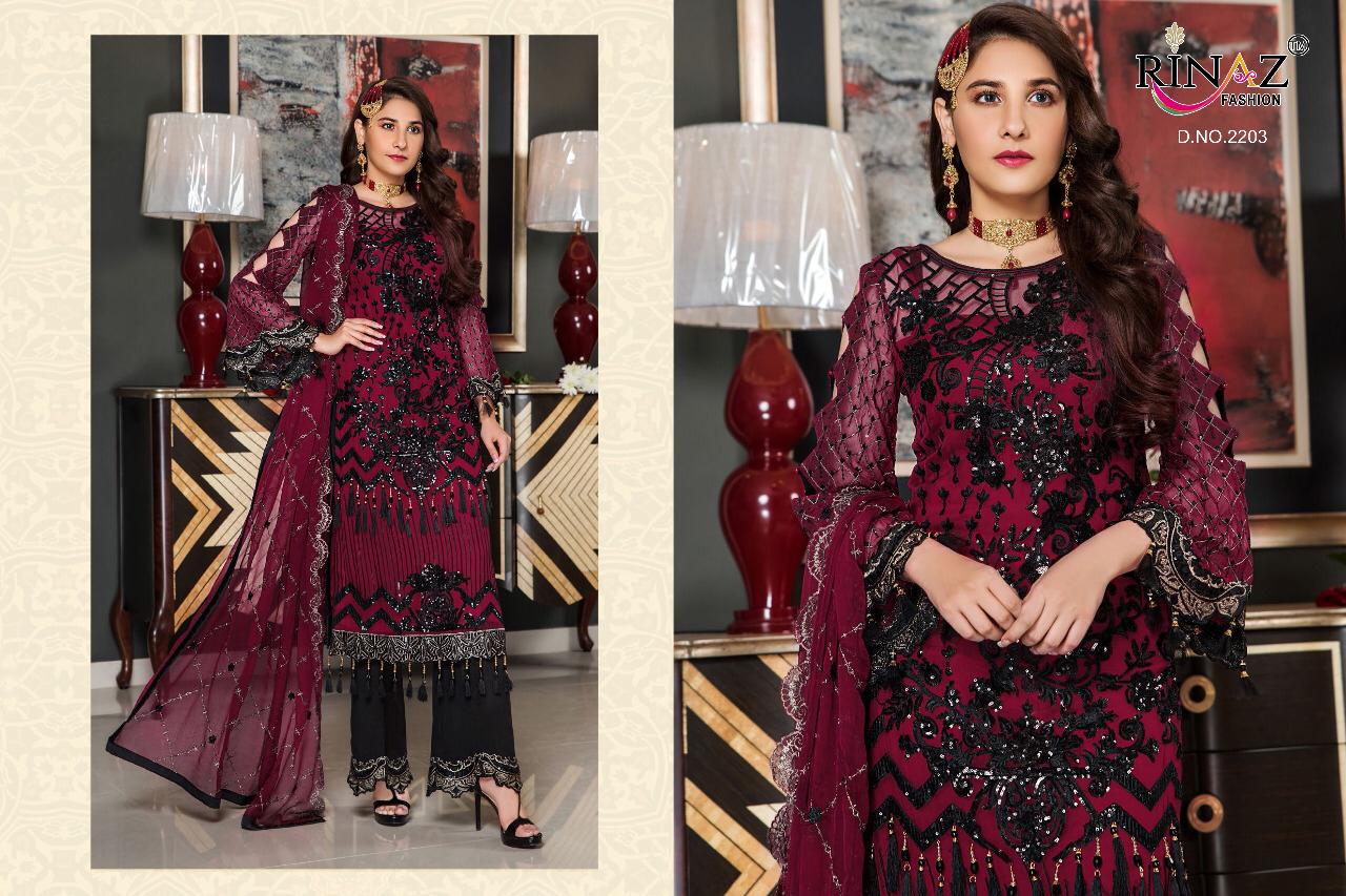 Rinaz Present Maryams Gold Pakistani Suit Collection.