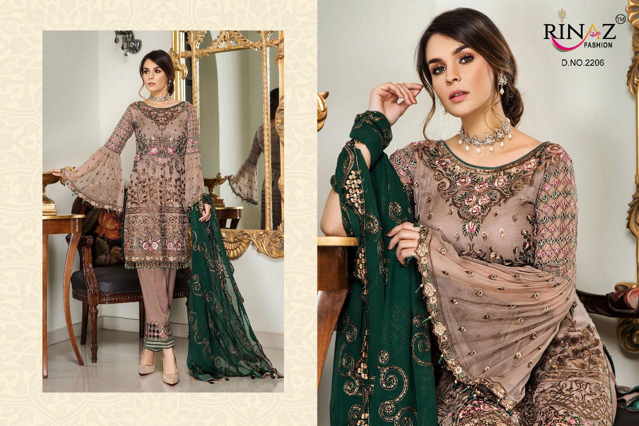 Rinaz Present Maryams Gold Pakistani Suit Collection.