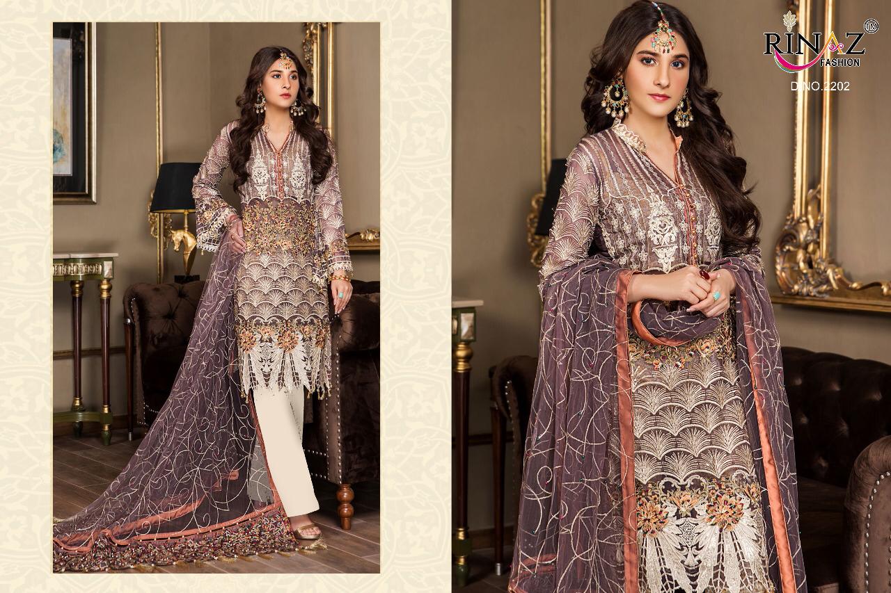Rinaz Present Maryams Gold Pakistani Suit Collection.