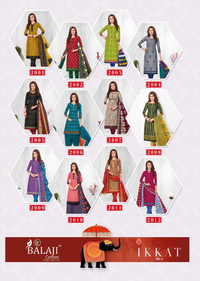 Balaji Present Ikkat Vol 2 Dress Material Collection.