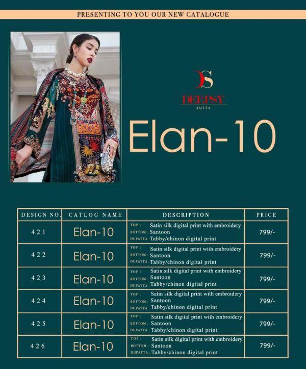 Deepsy Present Elan Vol 10 Pakistani Suits Collection.