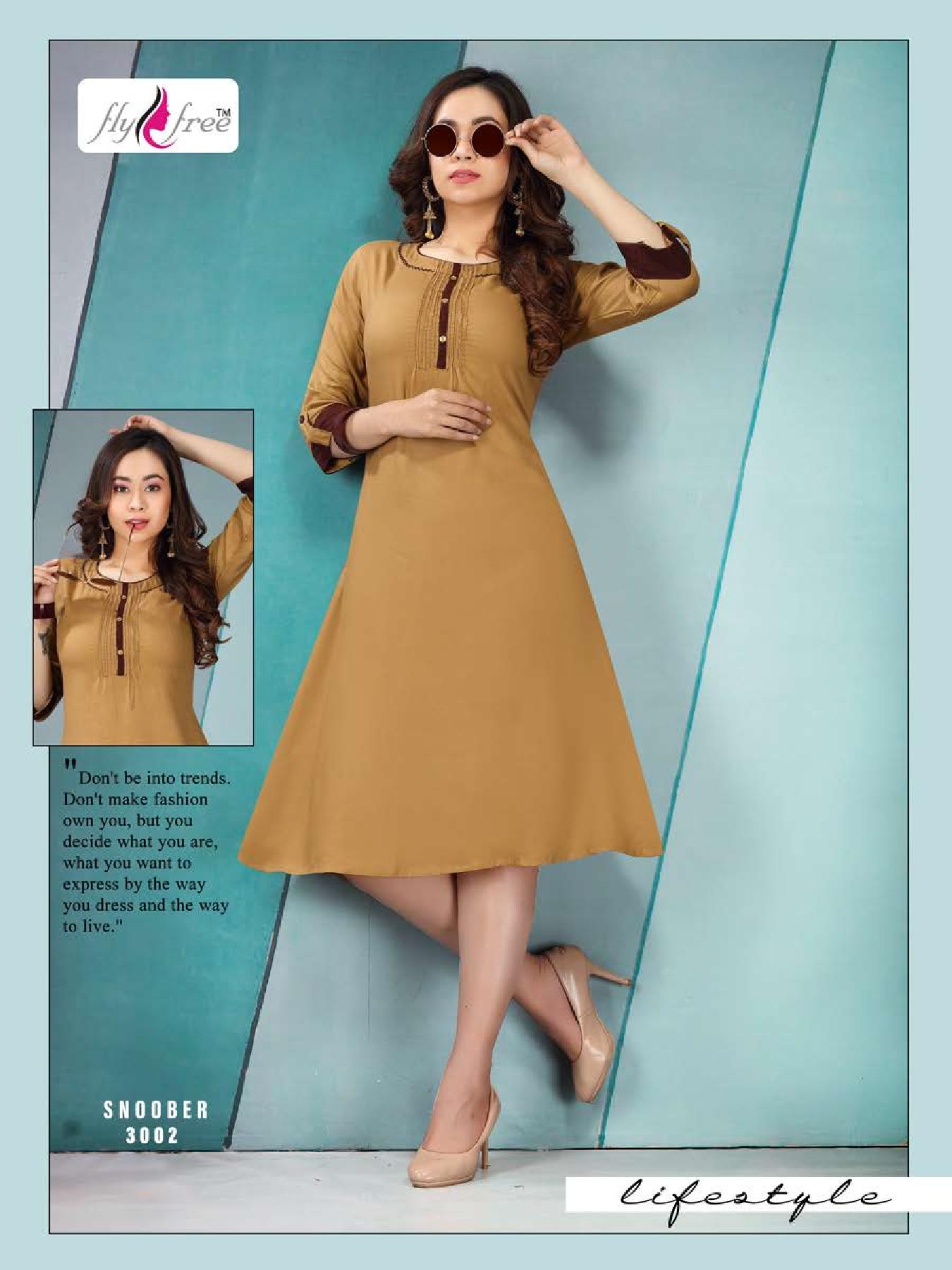 Fly Free   Present Snoober Vol  3 Running Wear Round Cut Rayon Kurti
