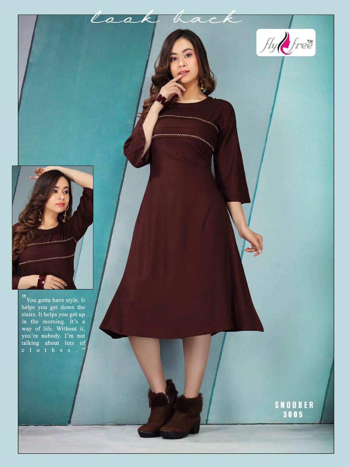 Fly Free   Present Snoober Vol  3 Running Wear Round Cut Rayon Kurti