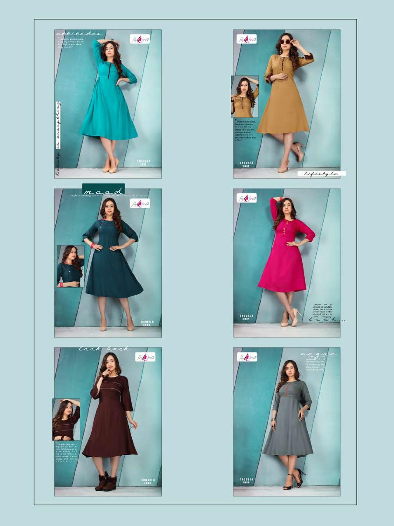 Fly Free   Present Snoober Vol  3 Running Wear Round Cut Rayon Kurti