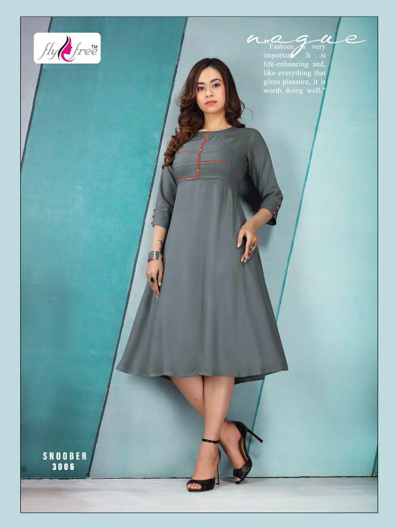 Fly Free   Present Snoober Vol  3 Running Wear Round Cut Rayon Kurti
