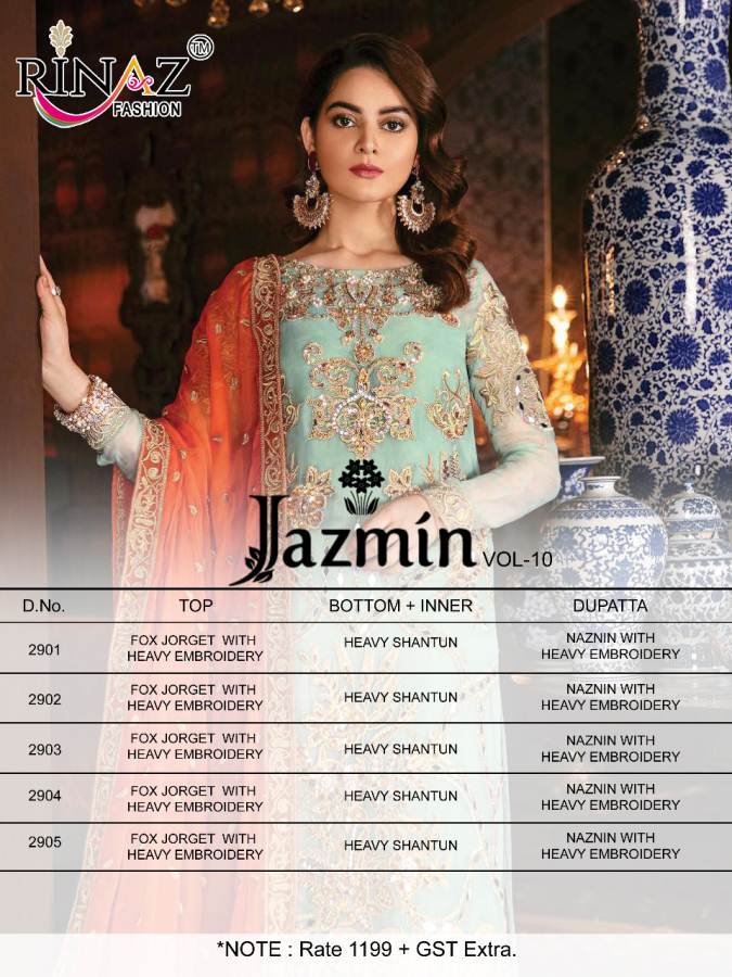 Rinaz Present Jazmin Vol 10 Pakistani Suits Collection