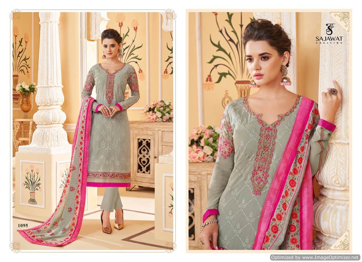 Sajawat   Paresent  Lakhnavi 3 Heavy Faux Georgette Lakhnavi Worked Ready Made Collection