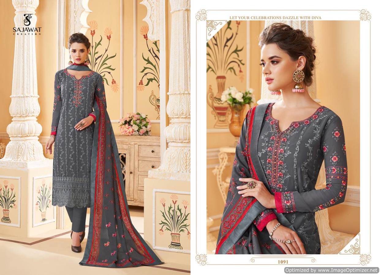 Sajawat   Paresent  Lakhnavi 3 Heavy Faux Georgette Lakhnavi Worked Ready Made Collection