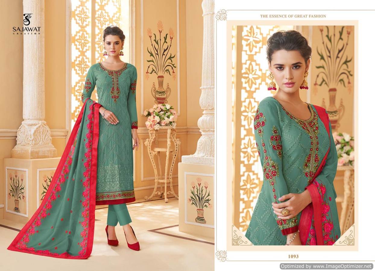 Sajawat   Paresent  Lakhnavi 3 Heavy Faux Georgette Lakhnavi Worked Ready Made Collection