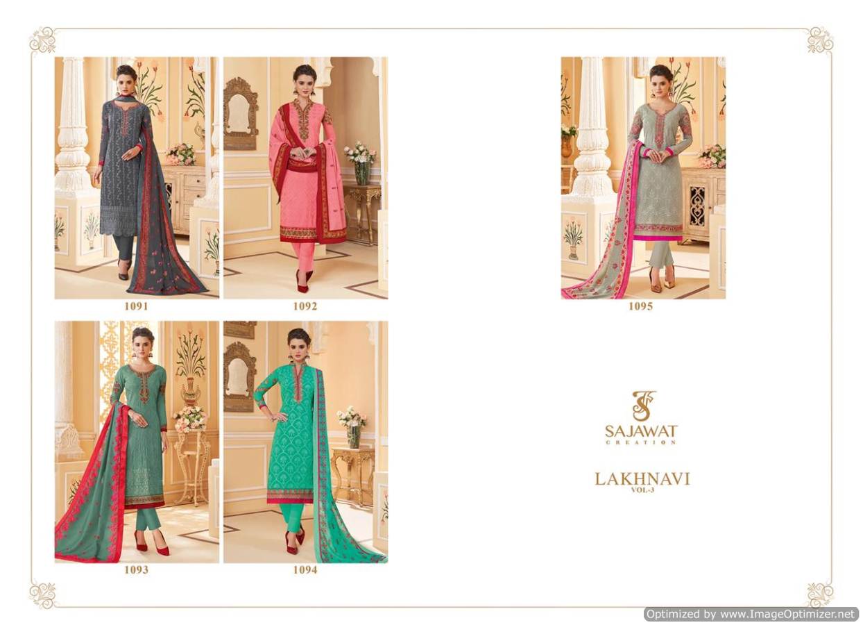 Sajawat   Paresent  Lakhnavi 3 Heavy Faux Georgette Lakhnavi Worked Ready Made Collection