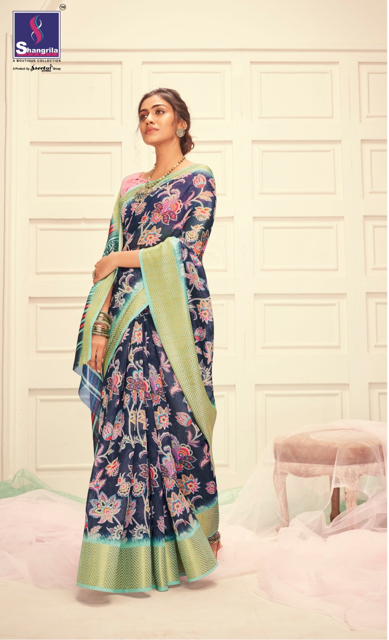 Shangrila Present Meera Linen Sarees Catalogue